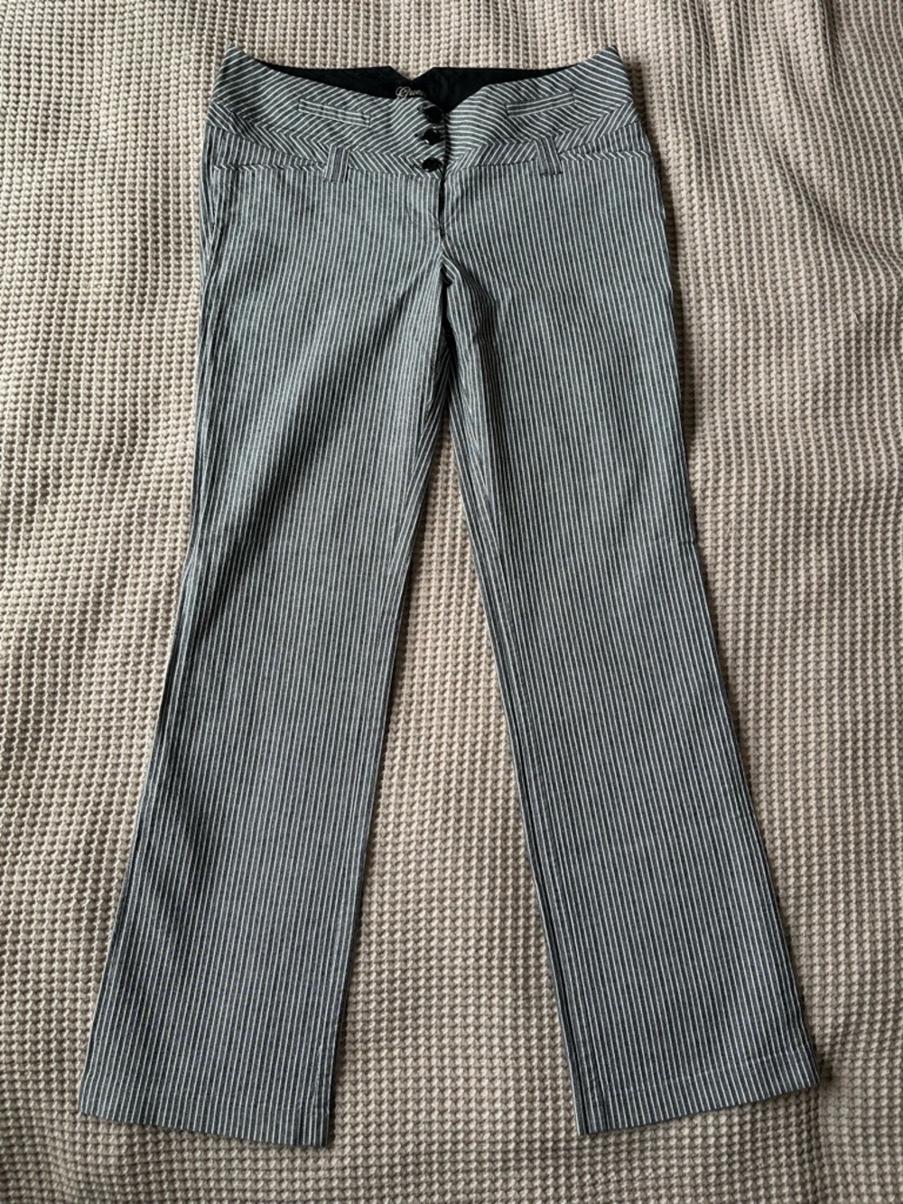 Vintage Guess Womens Pants Sz 28 Monochrome Pinstripe Retro Straight Leg Y2K